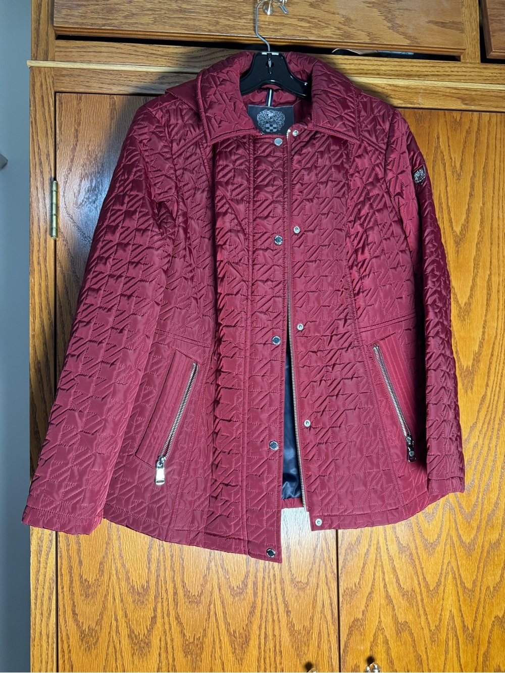 Vince Camuto Quilted Burgundy Red Puffer Coat